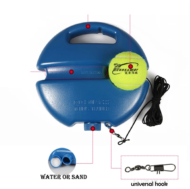 Сверхмощный инструмент для теннисных тренировок с эластичным канатом для тренировки мяча, саморегулирующийся тренажер для тенниса