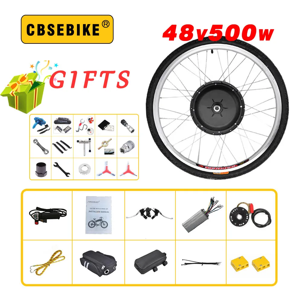 CBSEBIKE 48V500W Ebike комплект Электрический велосипед конверсионный электровелосипед велосипед передний привод комплект бесплатно 15 ремонт велосипедов Инструменты