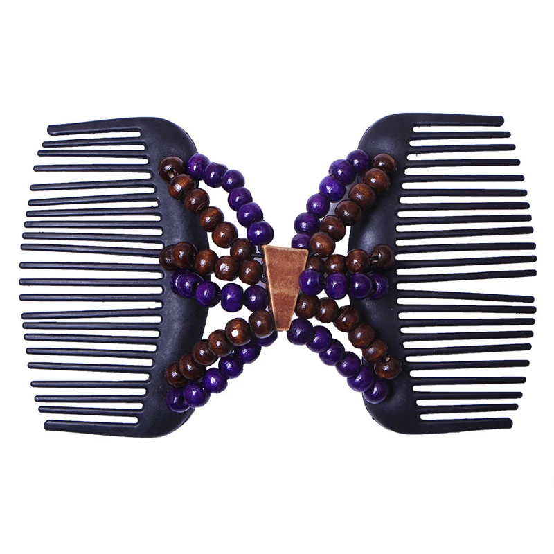 

Retro Double Beaded Hair Magic Comb Clip Beads Elasticity Hairpin Stretchy Hair Combs Pins for Women Hair Accessories hair brush