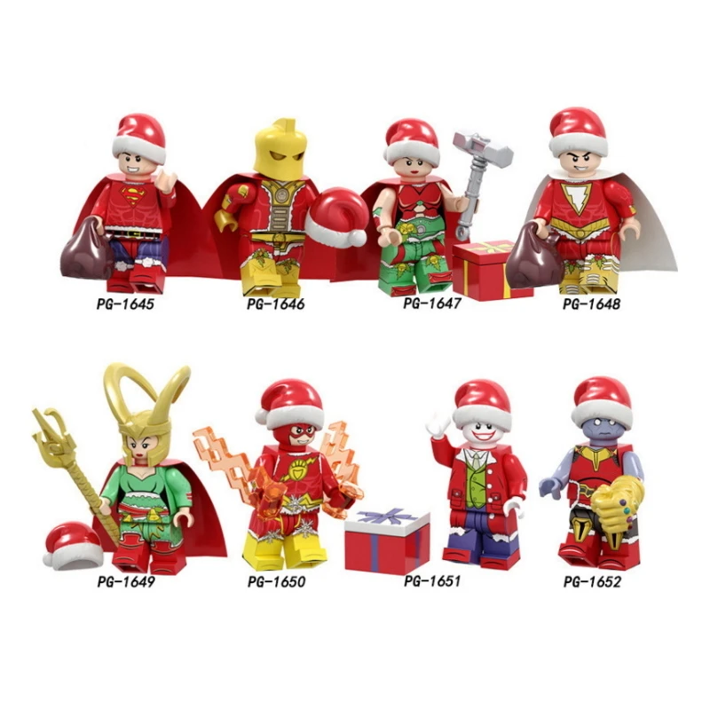 Single sale Xmas Style MINIfiguresD Gift Super Heroes Superman Dr Fate Thor Shazam Loki Flash Joker Thanos Toys for Children
