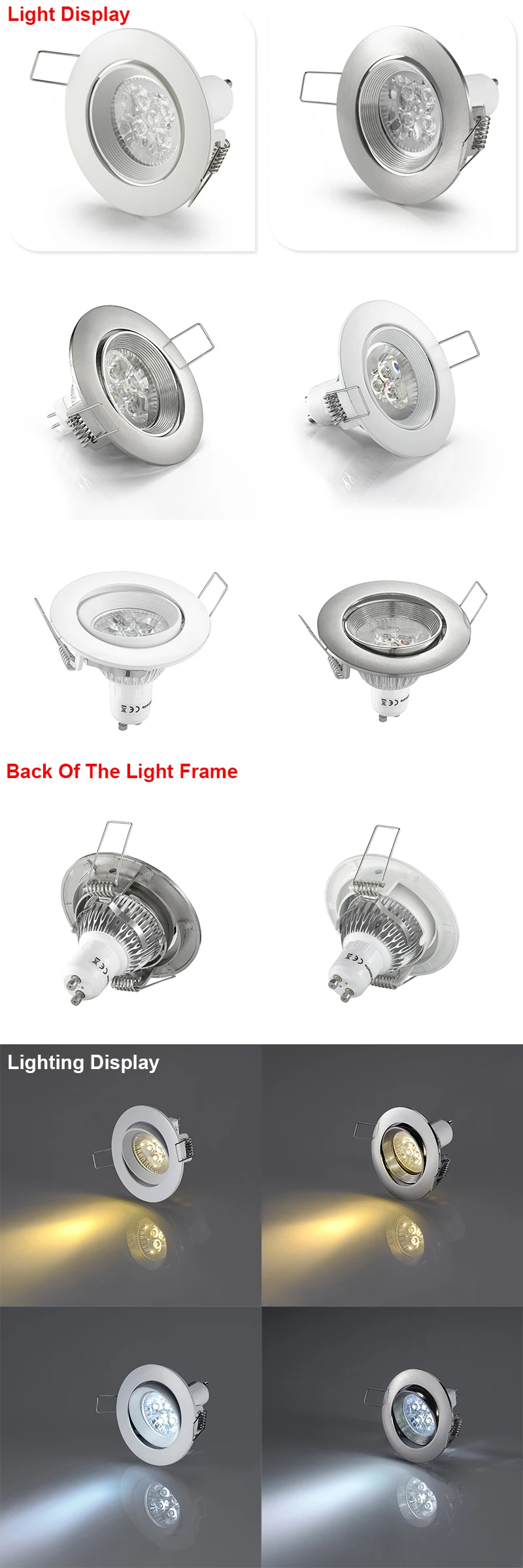 Base de Teto Recessed Light Spotlight Habitação Halogênio Mr16 Gu10 Luz Ponto Quadro Redondo Branco Níquel Luminária Lâmpadas Acessórios Led 5 gu10 base de teto luz ponto quadro
