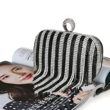 Новинка, Черная/Серебристая женская сумка, Свадебная вечерняя сумочка, клатч, модные вечерние сумочки, косметичка с кисточками 09300-A