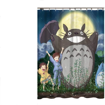 

Totoro Cartoon Cute Shower Curtains Bathroom Decor Bath Curtains Waterproof Polyester Fabric Kid's Curtain 12hooks