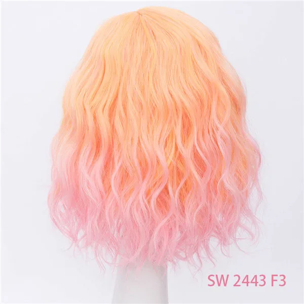 Ваш стиль синтетические Короткие Свободные волны боб парики женские для женщин черный красный розовый синий серый оранжевый цвет аниме натуральные волосы парики - Цвет: Оранжевый