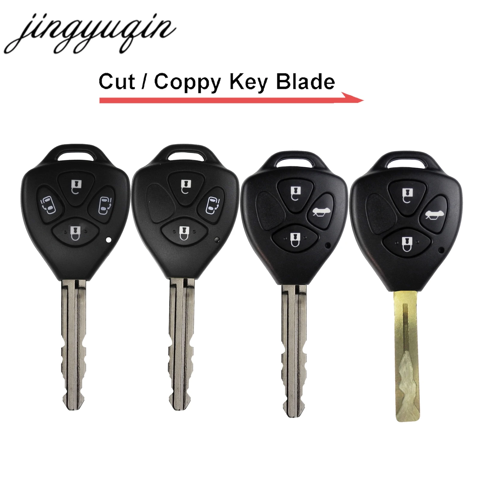 

jingyuqin Remote Cutting Blank Key Shell fit for Toyota Corolla Alphard Camry TOY43 TOY48 3/4 Button Fob Case Cut Blade Include