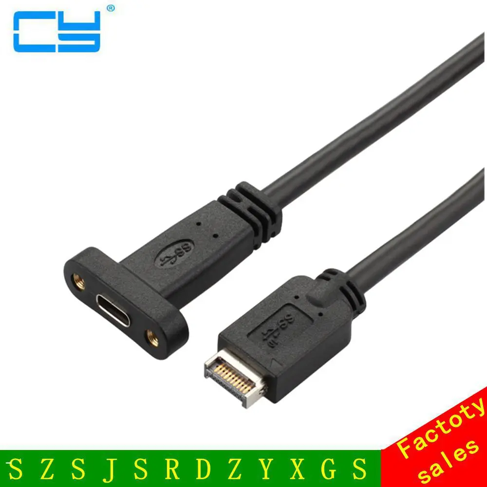 JSER USB-C USB 3.1 tipo C macho a hembra cable de datos con orificio de tornillo de montaje en panel 