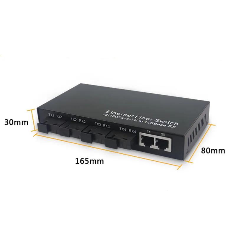 4-портовый волоконно-оптический коммутатор к rj45 медиа-конвертер 10/100M 4 волокна и 2 rj45 CAT5/6 VLAN fast ethernet волоконно-оптический переключатель