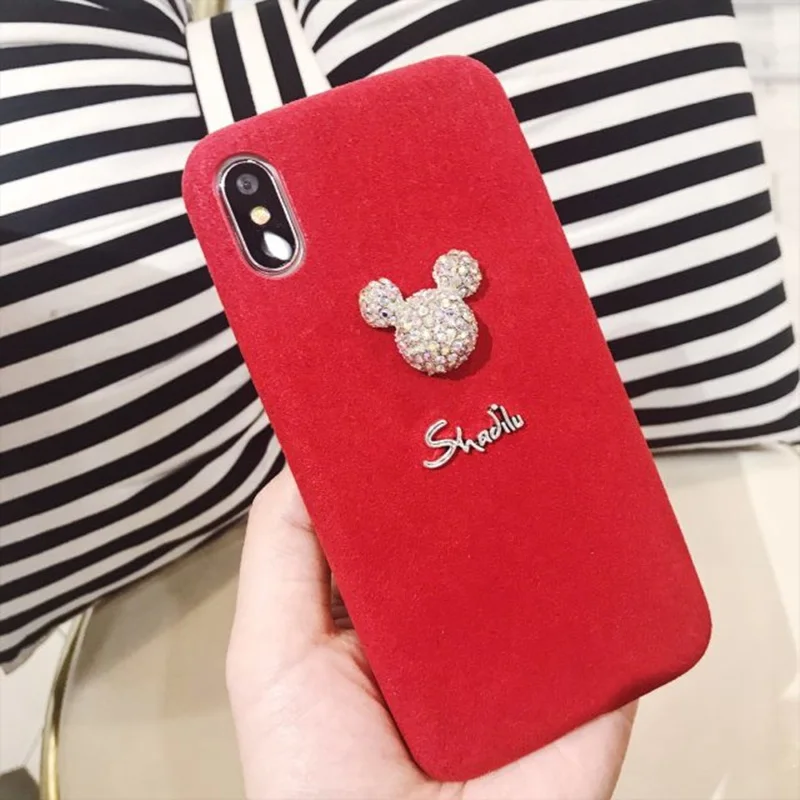Aoweziic индивидуальность DIY водяная дрель для iPhone X XS MAX XR мобильный телефон оболочка мультфильм фланелет 8 7 плюс крышка оболочки 6 S женский - Цвет: Red