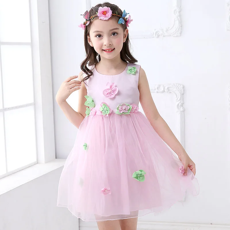 

Summer Elegant Flower Evening Party Girls Dress Kids Children Birthday Wedding Tutu Princess Dress Teenagers Baby Girl Clothes
