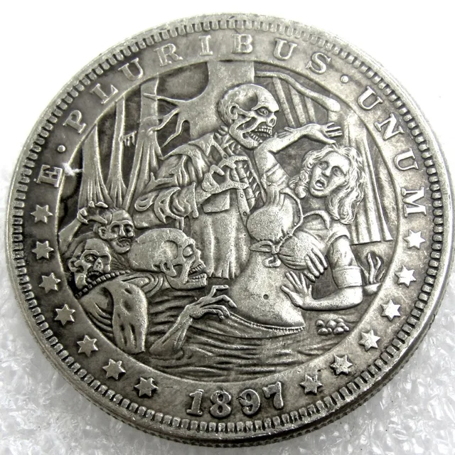 Special Price US Hobo 1897 Morgan Dollar skull zombie skeleton Creative Copy Coins