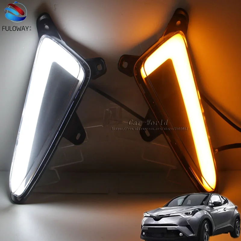 

LED DRL Daytime Running Lights Fog Lamp Case For Toyota CHR C HR 2016 2017 Turning External Day Light Accessories Car-styling