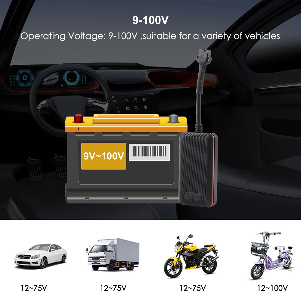 Traceur GPS Waterproof IP66 2G/GSM Vehicle Tracker Mini GPS Locator Cut Oil Power Vibration Move Geo-fence Alarm 9-100V Voltage