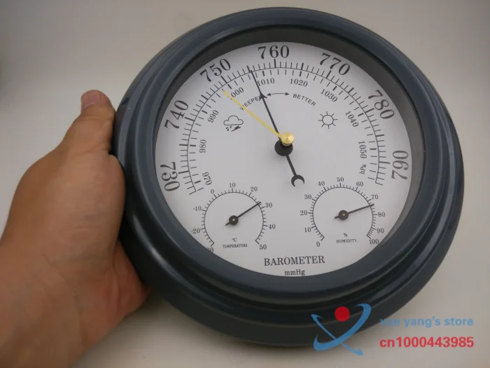 3 in 1 Aneroid 8 Acrylic Black Finish Traditional Barometer with Temperature and Hygrometer Humidity White