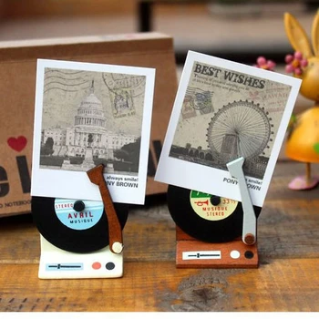 

1PC Retro Vintage Gramophone Memo Clip Note Holder Stand Wedding Favors Place Porta Fotos Card Holder Home Decoration