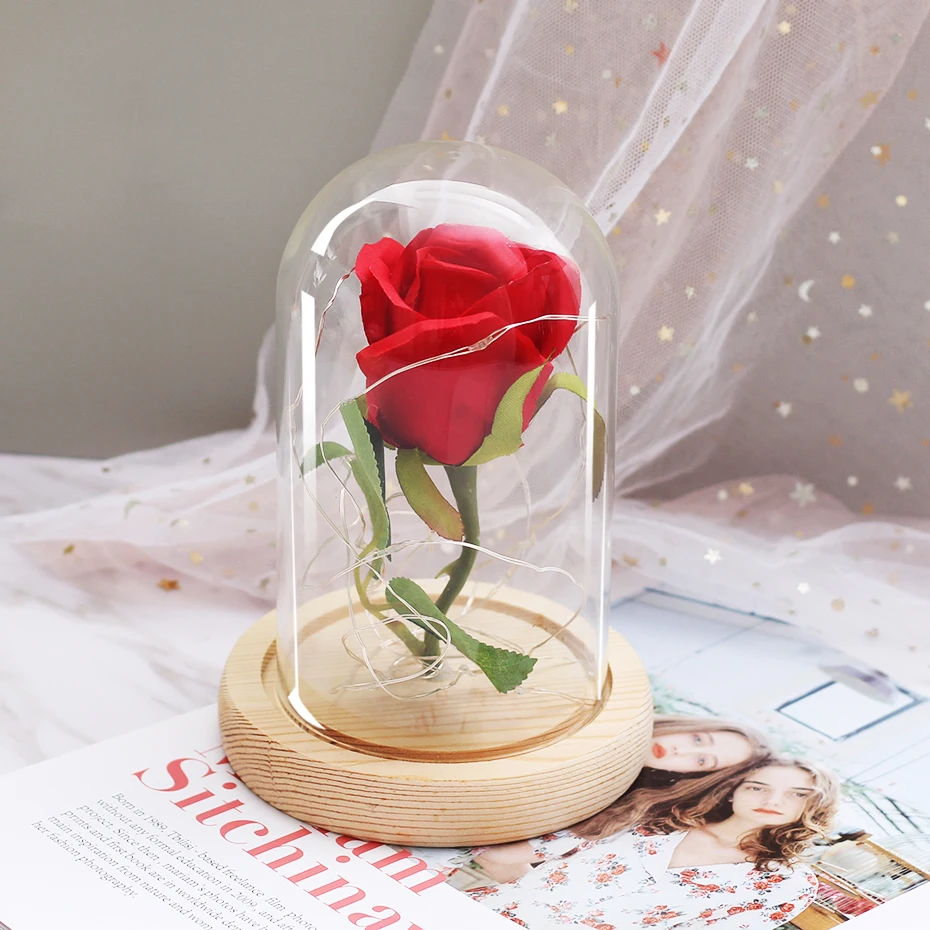 Светодиодный аккумулятор Романтика вечная жизнь цветок стеклянная крышка Роза в колбе лампа подарок на день матери день рождения День святого Валентина подарки Декор