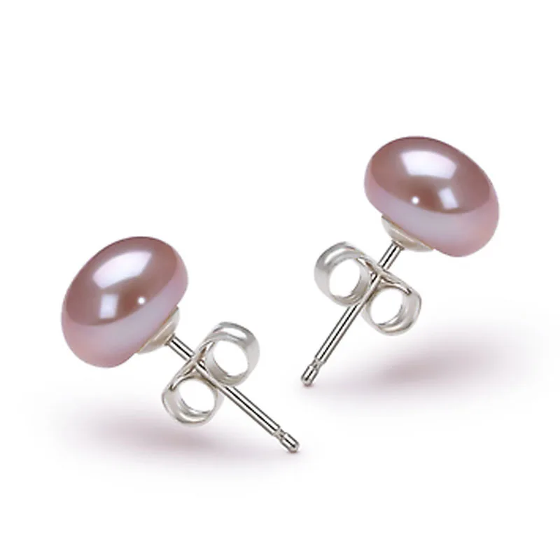 6-7mm AAA Natural Cultured Black Button Freshwater Pearl Earring with 925 Sterling Silver Sutd 3