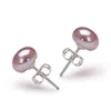 6-7mm AAA Natural Cultured Black Button Freshwater Pearl Earring with 925 Sterling Silver Sutd 3
