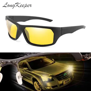 

LongKeeper 2019 New Night Vision Sunglasses Men Women Sport Yellow Lens Driving Sun Glasses Driver Safety Goggles Gafas UV400