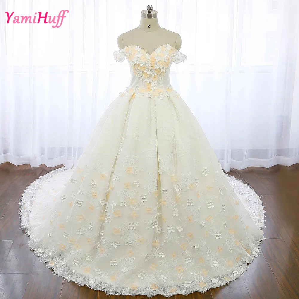 Arabe Dentelle Robe De Mariage Robe De Bal Champagne Fleurs Turquie Robe Mariage Reel Photo Robes De Mariee Perle Dubai Encolure R220 Aliexpress