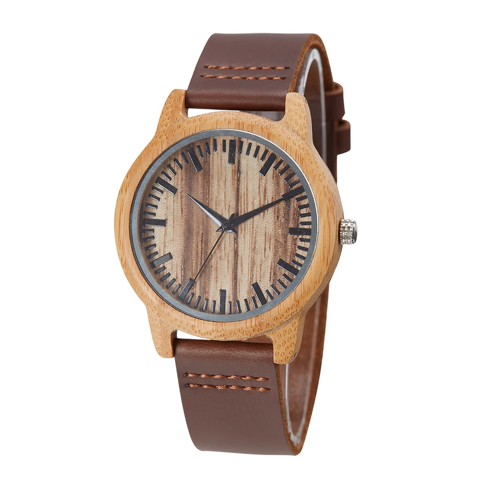 

TJW Mens Natural Wooden Watch Japanese Analog Quartz Movement Watch Handmade Vintage Casual Leather Wrist Watch