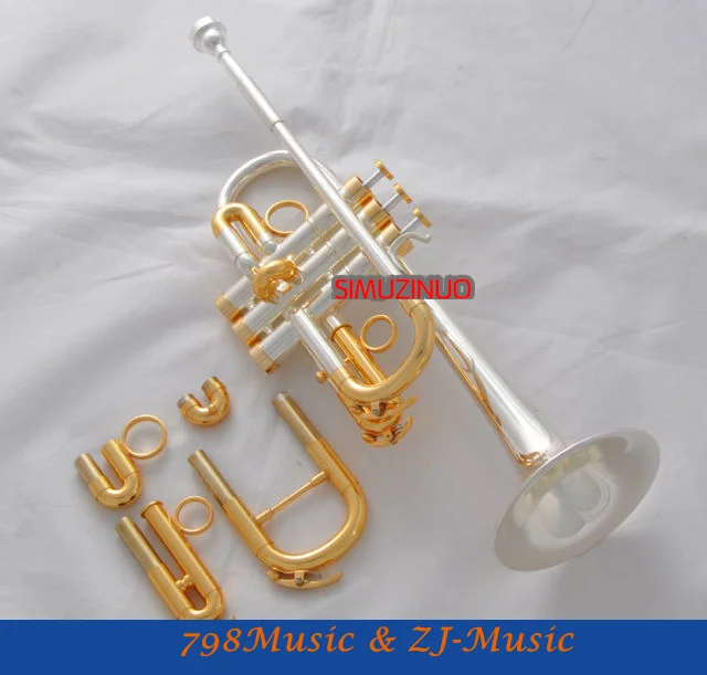 Professional Silver Gold Plated Trumpet Eb/D Trumpet Model Valve With