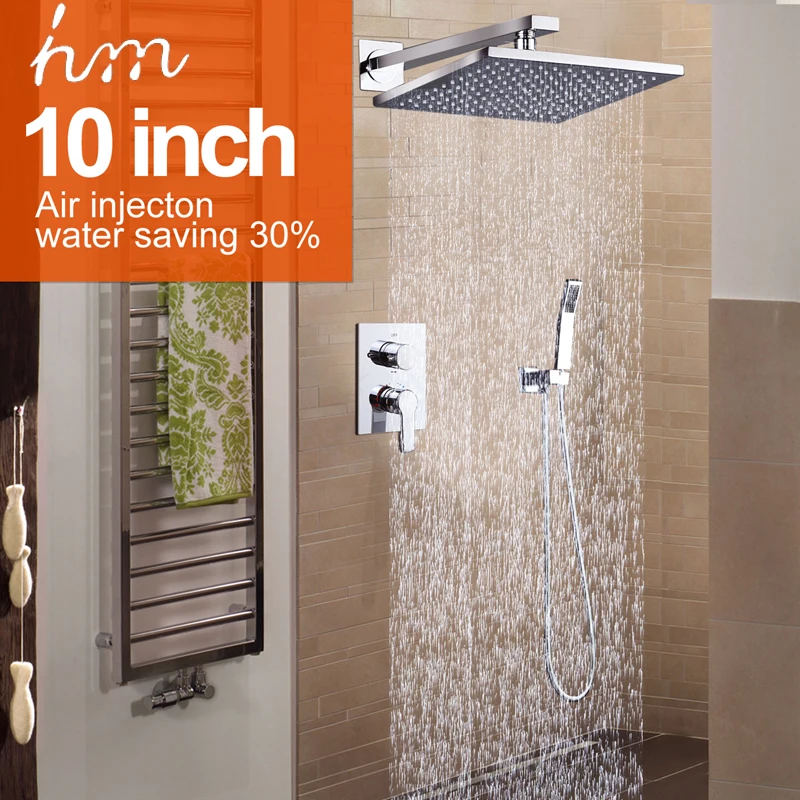 ﻿Buy hm Bathroom Luxury Rain Mixer Shower Combo Set Wall Mounted 10