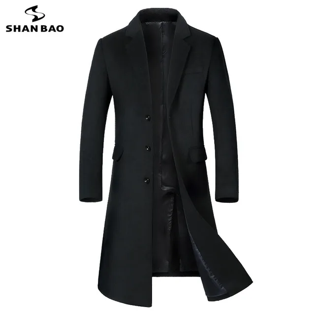 SHANBAO winter thick warm men's brand wool coat luxury high quality ...