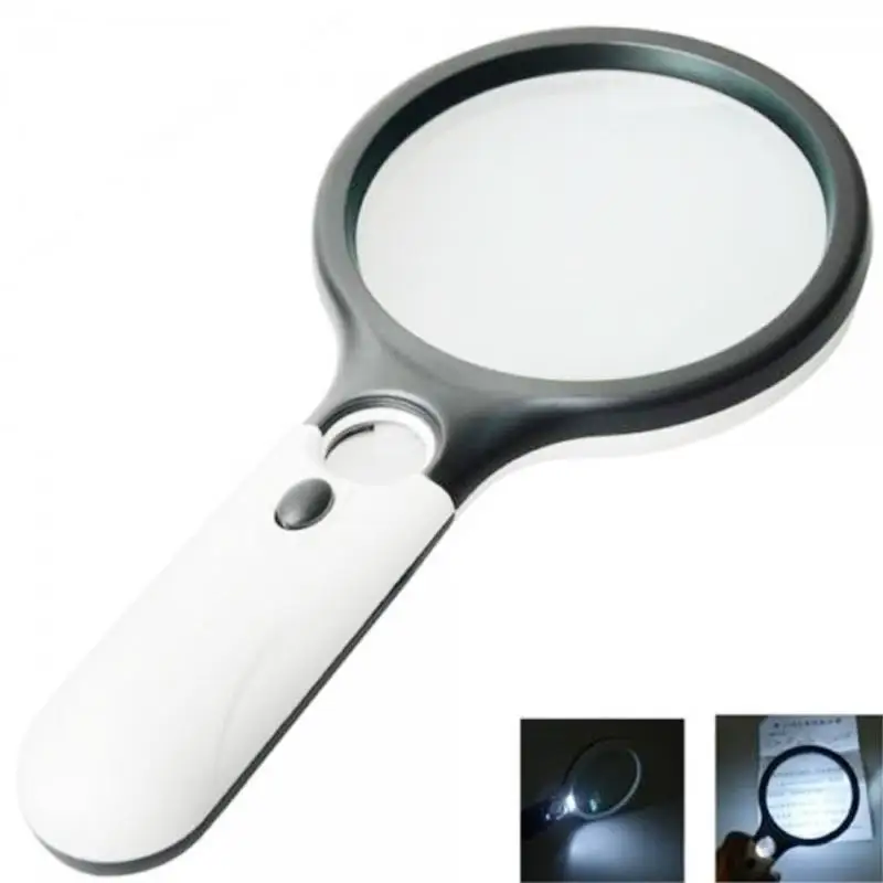 

3 LED Light 45X Handheld Reading Magnifying Glass Lens Waterproof Microscope Magnifier with 3 LED Lights Jewelry Watch Loupe