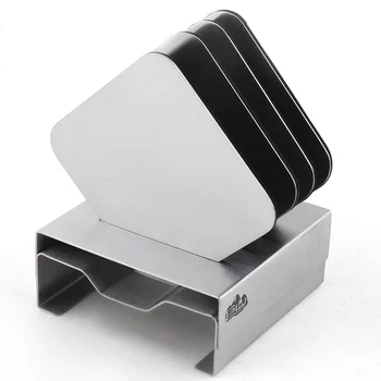 

4pcs/set New heat insulation pad fashion coaster bowl pad placemat stainless steel slip-resistant pad square with stand J3013