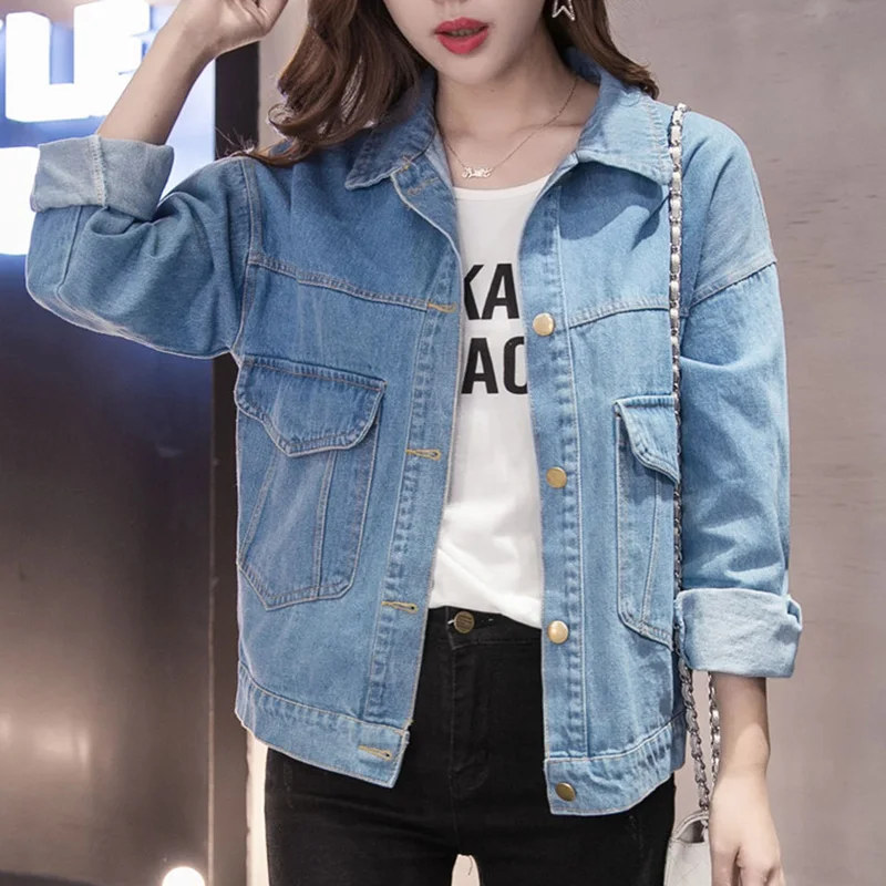 2019 Women Basic Coat Denim Jackets Spring Autumn Denim