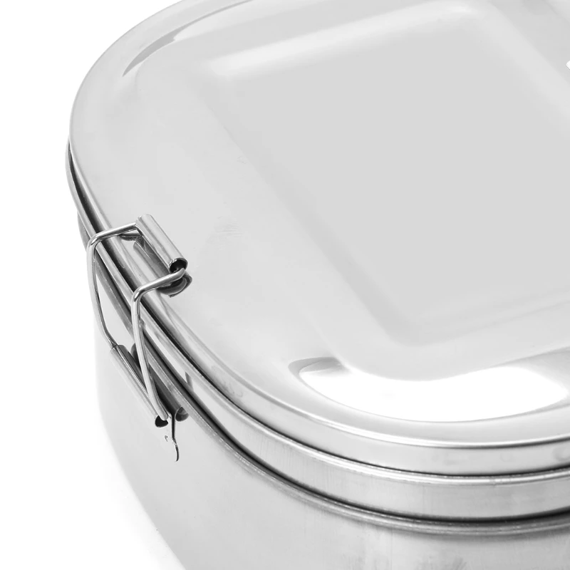 Нержавеющая сталь квадратная коробка для обеда Bento контейнер для еды для пикника путешествия 1/2 слой