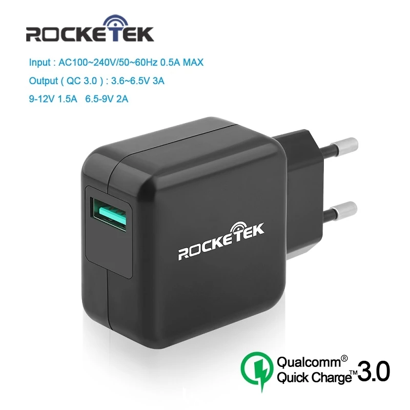 Rocketek Phone USB Charger Quick Charge QC 3.0 Travel Mobile Phone Fast USB Charger 2.0