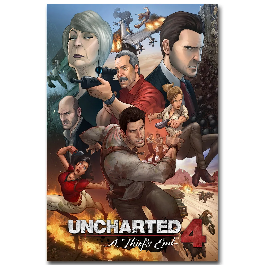 Uncharted 4 A Thiefs End Art Silk Fabric Poster 13x20 24x36inch New Game Pictures for Living Room Wall Decor 009 | Дом и сад