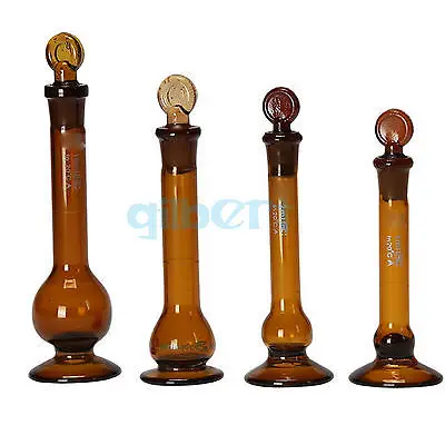 

1ml Brown Lab Volumetric Flask Measuring Borosilicate Glass With Stopper Base
