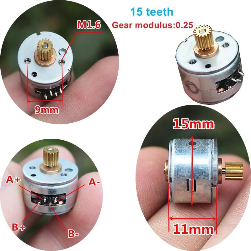 

2PCS/LOT DC 6-9V 15MM Micro Stepper Motor 2-phase 4-wire Step Motor