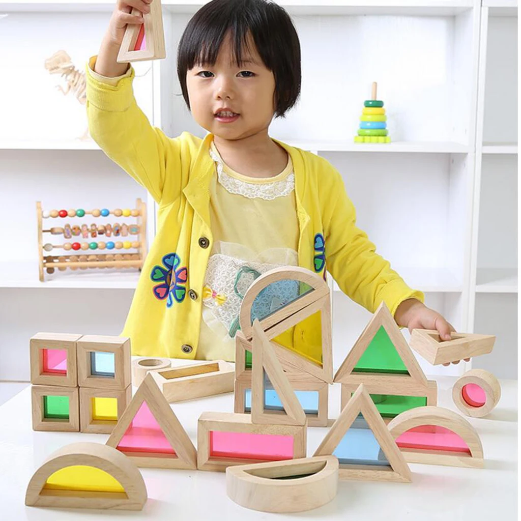 Baby Toddler Montessori Toys Rainbow Buliding Blocks Wooden Educational Toy