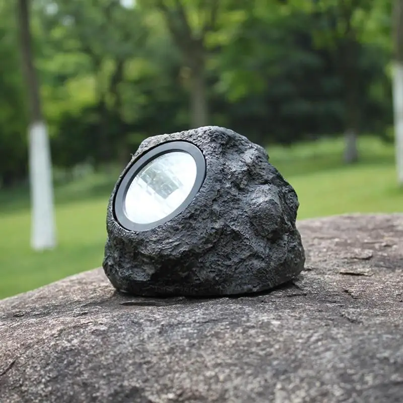 Водонепроницаемый 4LED Солнечный искусственный камень лампа для сада газона