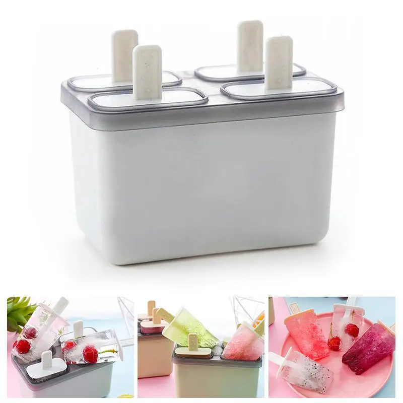 DIY Форма для изготовления мороженого креативная форма для изготовления Мороженого Мороженое коробка домашние Формочки Для Мороженного «фруктовый лед» четыре сетки