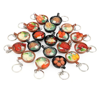 

Car Keyring For Men Woman Random Car Styling Key Chain Auto Accessories Gift Mini Bowl Food Simulation Food Casserole Keychain