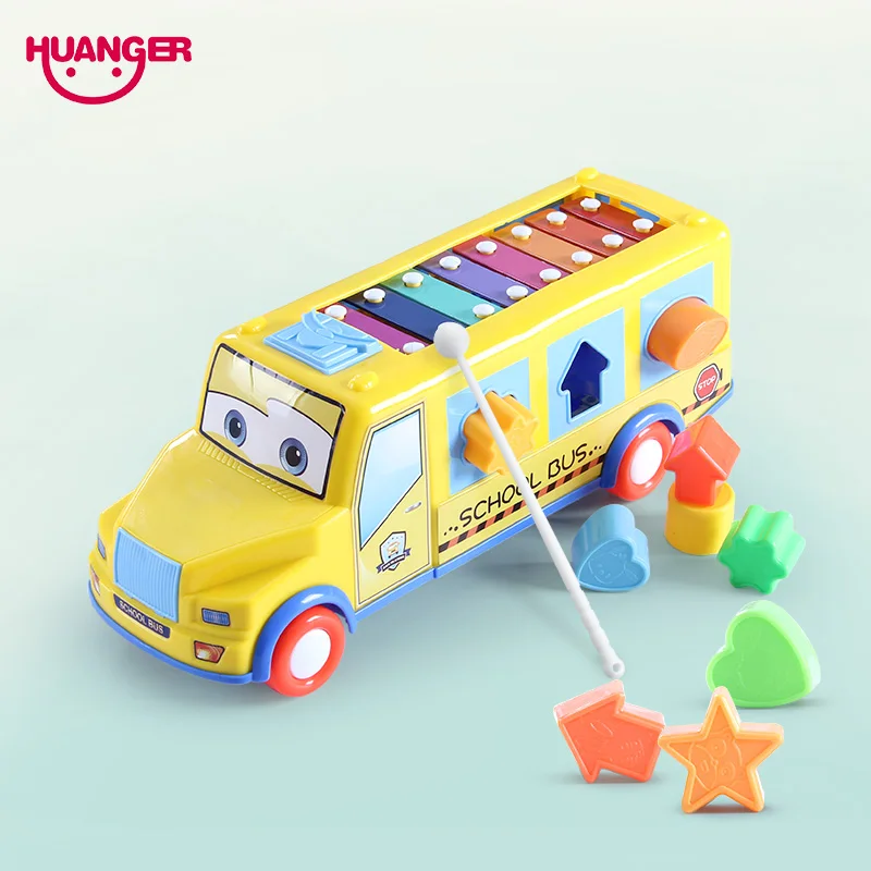 Huanger младенческий музыкальный инструмент ксилофон игрушки Детские кубики для обучения Сортировка автобус Мудрая развивающая музыка игрушки подарок