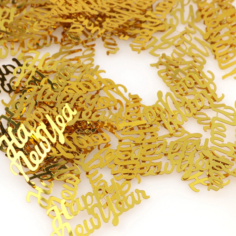 15 г 20*40 мм золотой цвет счастливого Нового года конфетти Tinfoil блёстки для новогодних вечерние украшения
