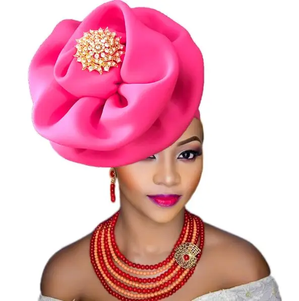 Skup Turban africain femme dla kobiet afrykańska głowa zawija duże kwiatowe czapki na ślub