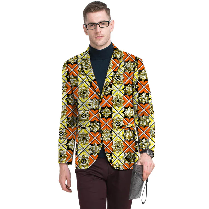 Африканская одежда мужская блейзеры с принтом Анкара узоры slim fit мужской пиджак пиджаки Повседневная мужская верхняя одежда Большие размеры - Цвет: 9