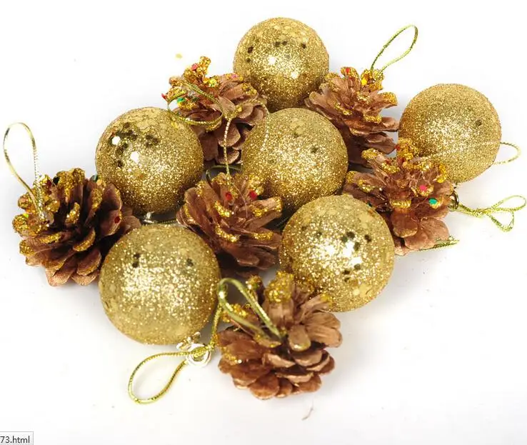 12pcs Hanging Balls Pine Cones Christmas Tree Party Decoration