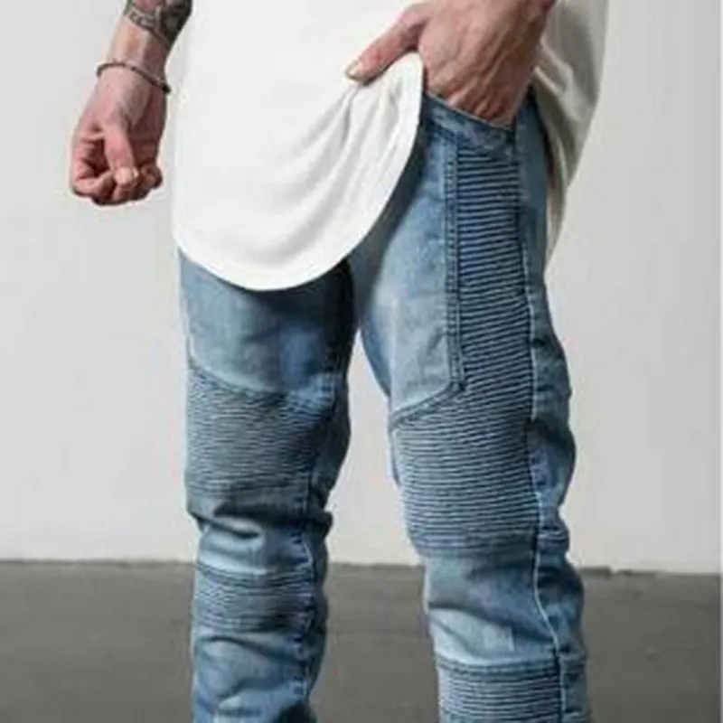 WENYUJH мужские эластичные рваные обтягивающие байкерские джинсы в стиле хип-хоп с заплатками, ретро джинсы с потертостями и дырками, узкие джинсы, поцарапанные джинсы высокого качества
