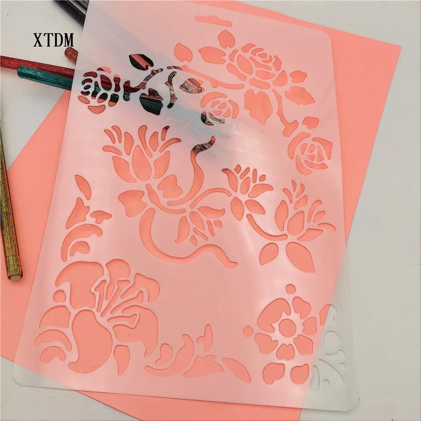 Rose plastic mold shield DIY cake scrapbook stencils hollow Embellishments printing lace ruler Valentine's Day