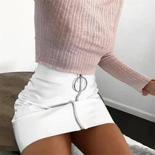 Sexy Women Fashion High Waist Zip Faux Leather Short Pencil Bodycon Mini Skirt 2018 New Solid White Skirt Sexy Women Fashion High Waist Zip Faux Leather Short Pencil Bodycon Mini Skirt 2018 New Solid White Skirt