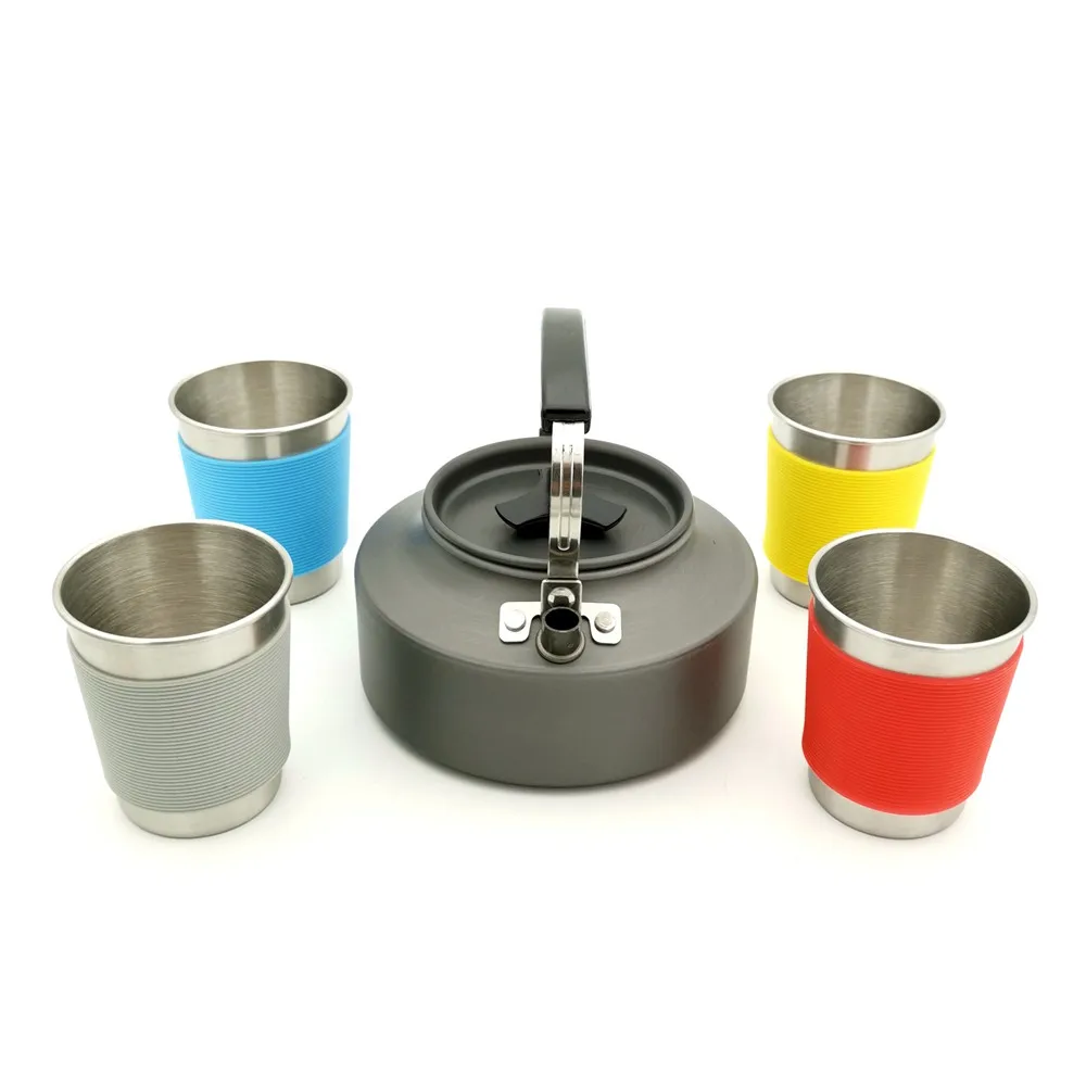  VILEAD 19pcs 4 Persons Camping Cookware Set Hanging pot Pan Cup Teaport Outdoor Cooking Portable Fo