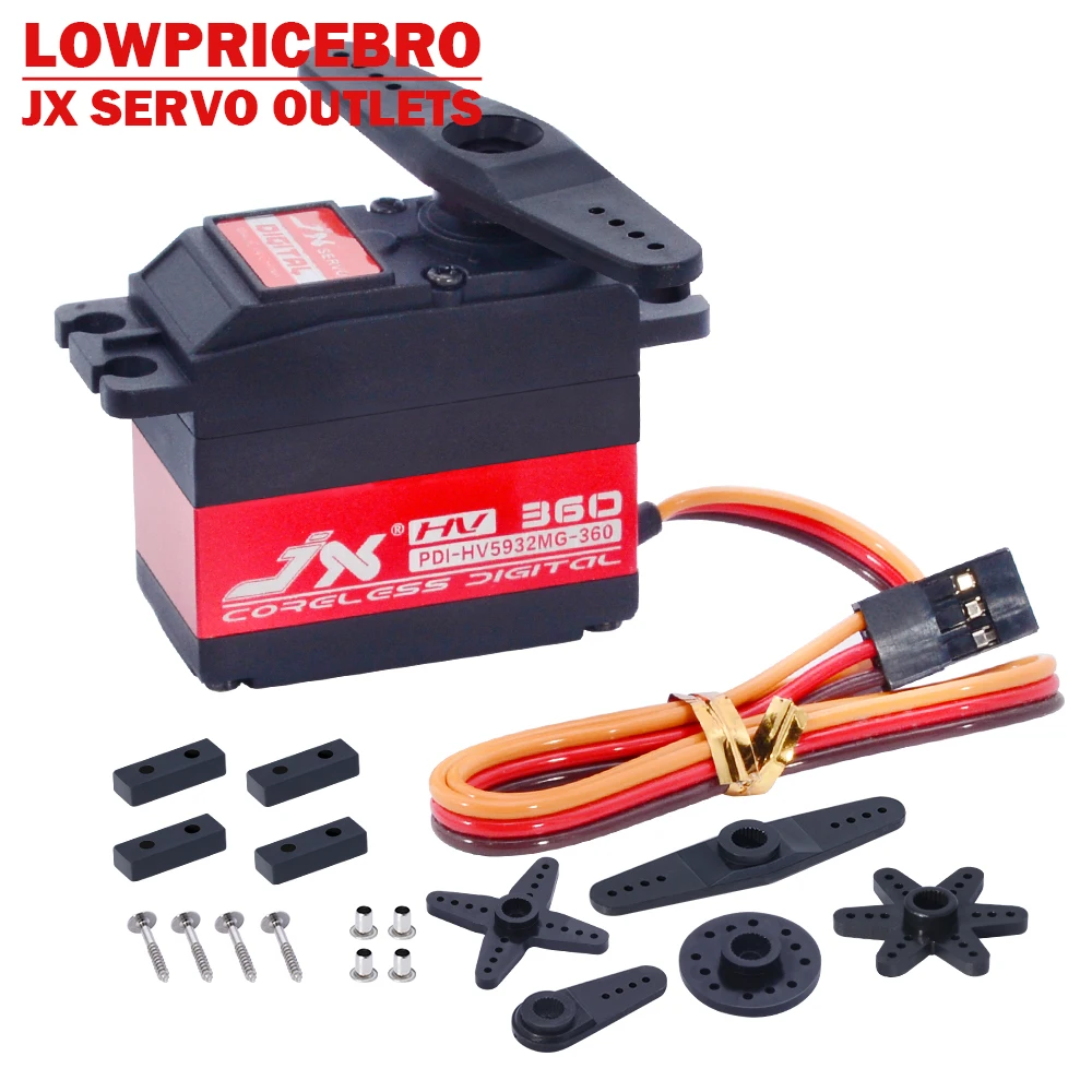 Graus de Controle Servo para rc Ângulo Alta Precisão Metal Engrenagem Digital Coreless Carro Rastreador Barco jx Pdi-hv5932mg 32 kg 360