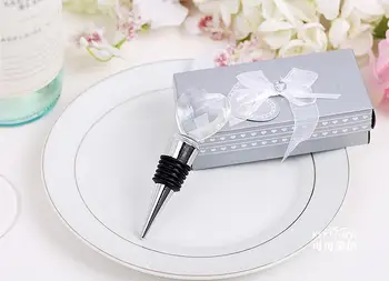 

Wine Bottle Stopper with Crystal Heart in Gift Box Wedding Party Bridal Shower Favor Guest Gift Business Man Present souvenir